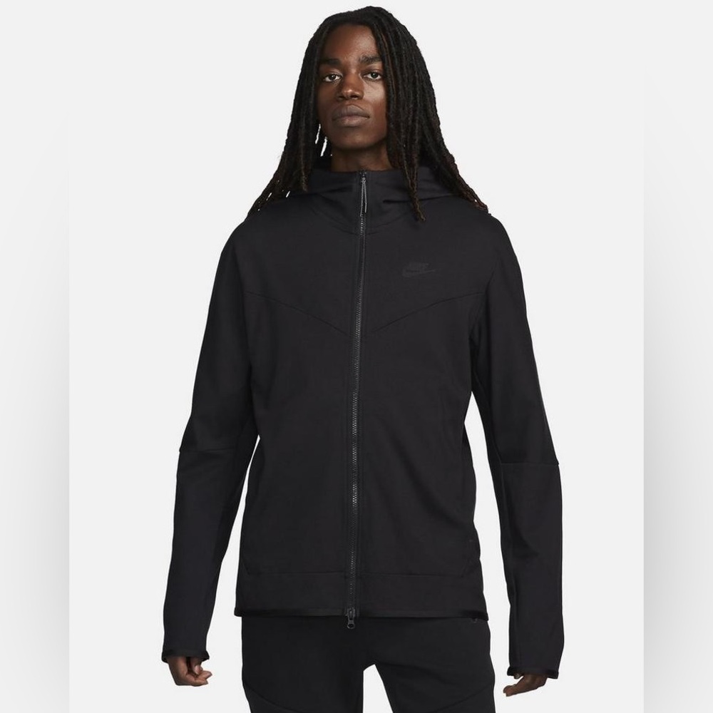 Mens Nike Sportswear Tech Fleece Lightweight Full-Zip Hoodie - Black Size Large